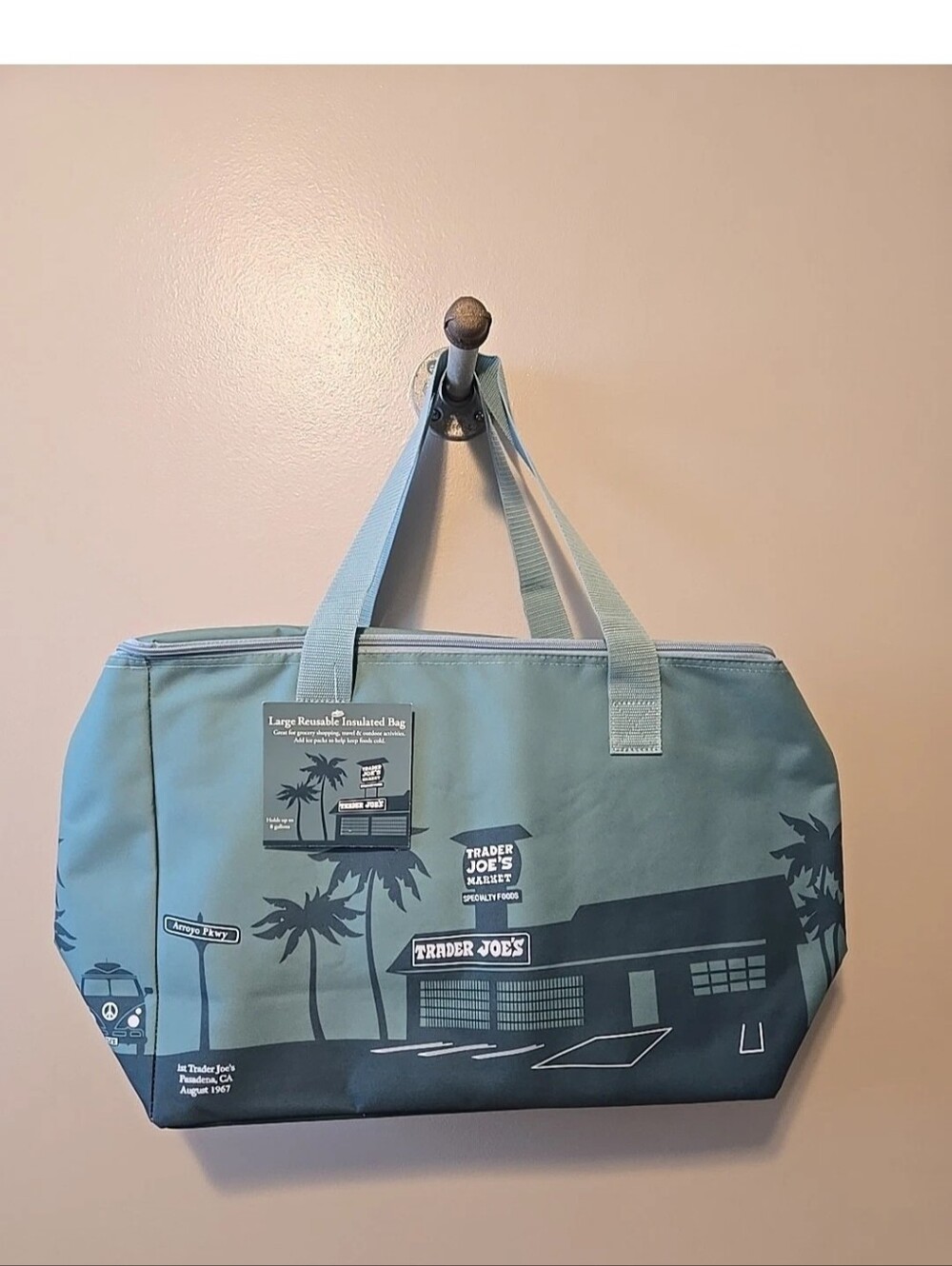 Trader Joes 8 Gallon Reuseable Cooler Tote Bag. NWT. Dusty Blue